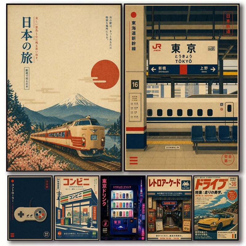 Japanese Car Lifestyle - لوحة قماشية فنية جدارية بتصميم عتيق